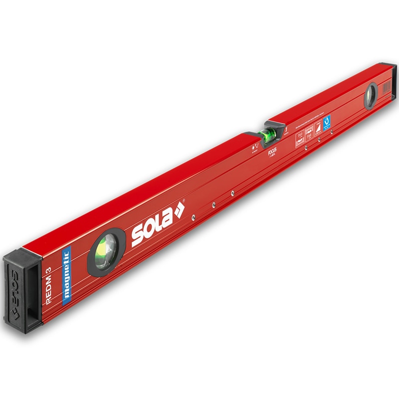 Nivela aluminiu magnetica, profil tubular, 2 bule, 60 cm, 0.3 mm/m, SOLA Austria, tip REDM 3 60