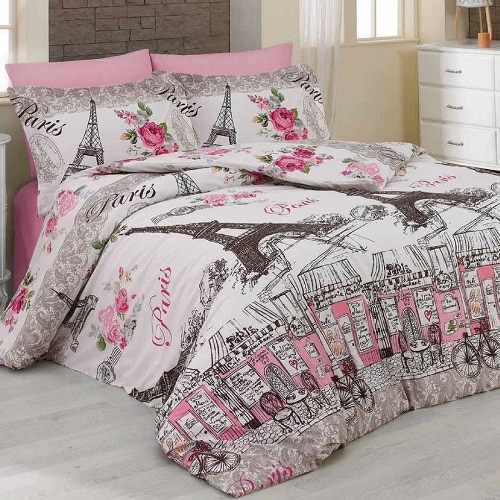 Lenjerie de Pat, Bumbac Ranforce Lux, Model Paris, 1 persoana, 50X70, 150X200, 4 piese