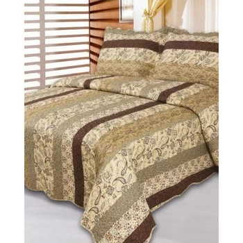 Cuvertura de pat + 2 Fete de Perne, Bumbac Tip Finet, Imprimata, Pat 2 persoane, CFI-70 Cuvertura de pat + 2 Fete de Perne, Bumbac Tip Finet, Imprimata, Pat 2 persoane, CFI-70