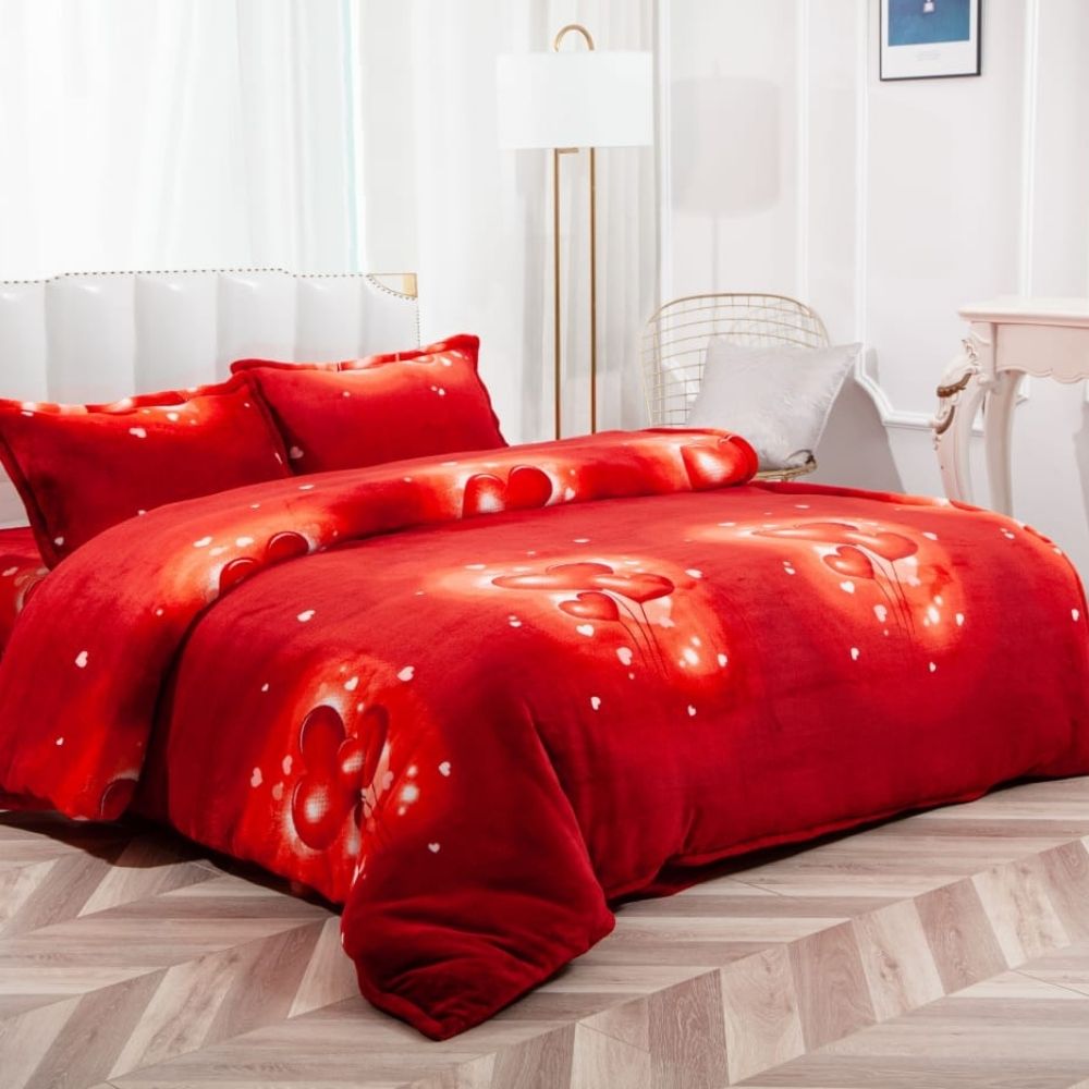 Lenjerie Cocolino Pufoasa, 4 Piese, Pat 2 persoane, Heart Balloons