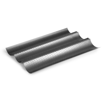 Tava copt perforata Ibili,3 baghete,58x24cm,inox,negru Tava copt perforata Ibili,3 baghete,58x24cm,inox,negru