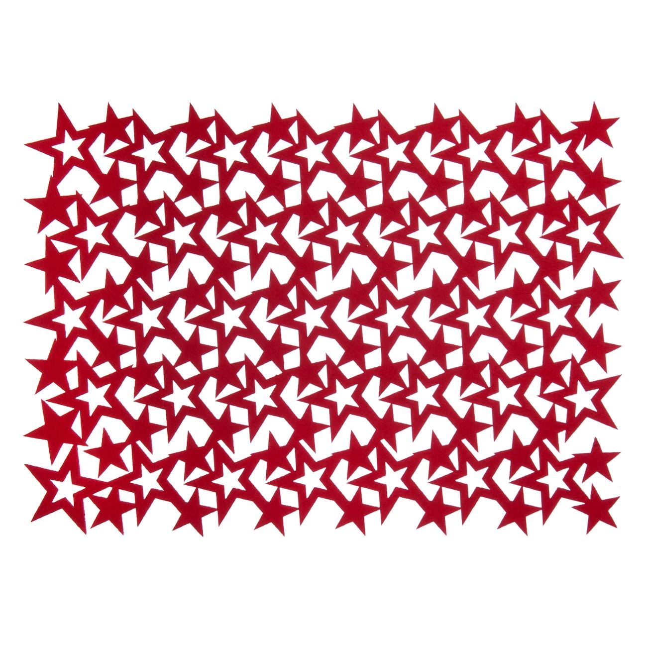 Suport Farfurii, New Line, model de Craciun cu Stelute Perforate, 42 x 30 cm, Rosu