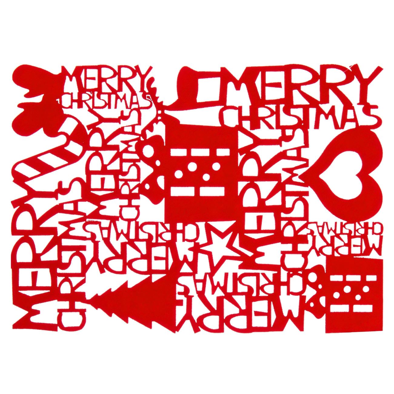 Suport Farfurii, New Line, model de Craciun cu Mesaj Perforat, 42x30 cm, Rosu