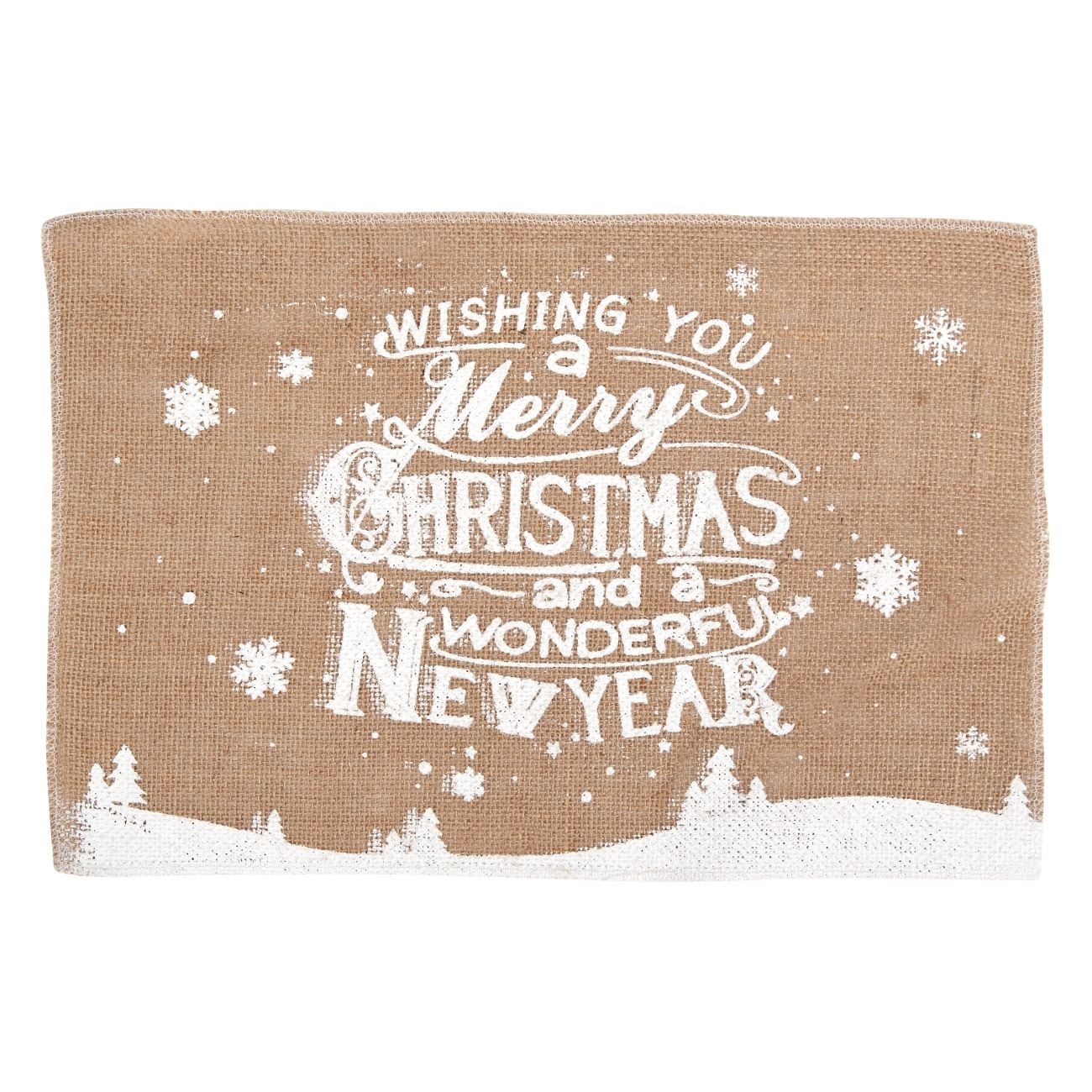 Suport Farfurii, New Line, model de Craciun cu Mesaj, 45x29 cm, Alb/Bej