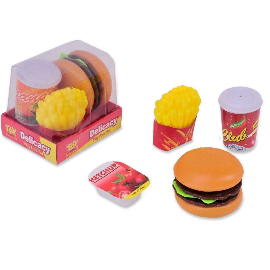 Hamburger de jucarie, Zola®, cartofi, suc si sos