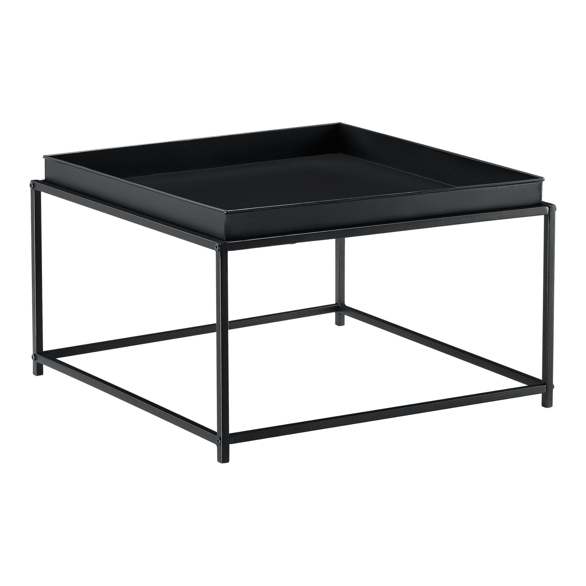 Masuta cafea Teltow S, en.casa, 36 x 59 x 59 cm, metal, negru mat, blat detasabil