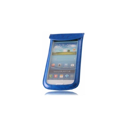 Husa universala, stil pouch, acces touch, compatibil Samsung Galaxy S3, albastru