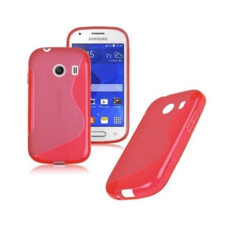 Кейс Съвместим с Samsung Galaxy Ace Style G310, S Line, прозрачен силикон, червен