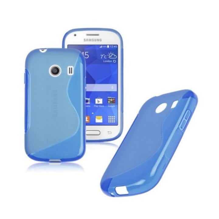Кейс Съвместим с Samsung Galaxy Ace Style G310, S Line, прозрачен силикон, син