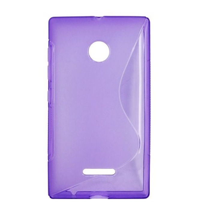 Капак Nokia Asha 206, S Line, прозрачен силикон, лилав