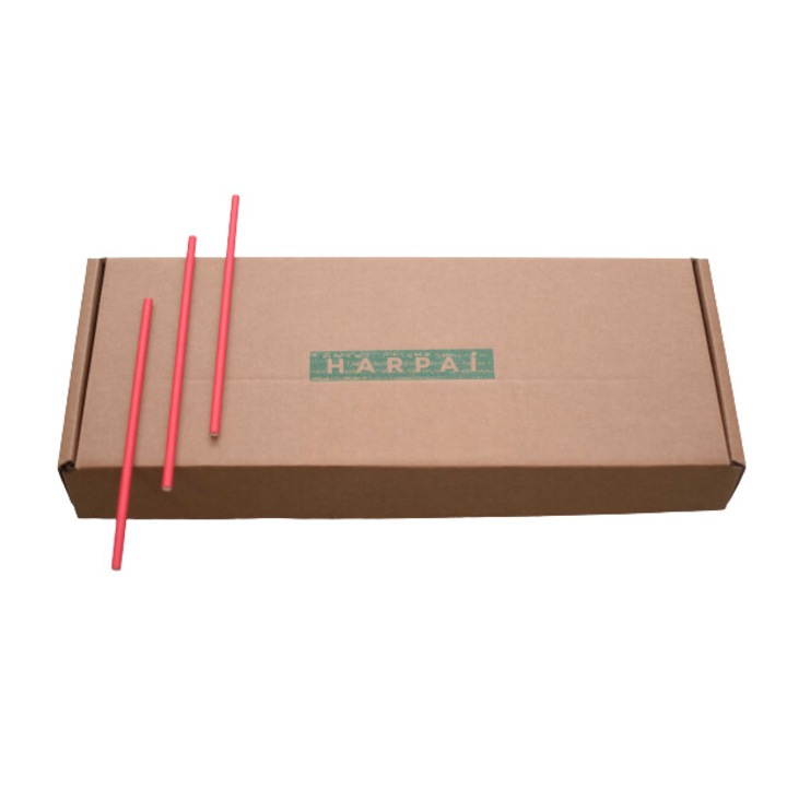Set 400 bucati Paie de baut din hartie, HARPAI, rosu, 197 x 6 mm