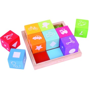 Cuburi BigJigs Toys din Lemn cu Imagini Cuburi BigJigs Toys din Lemn cu Imagini