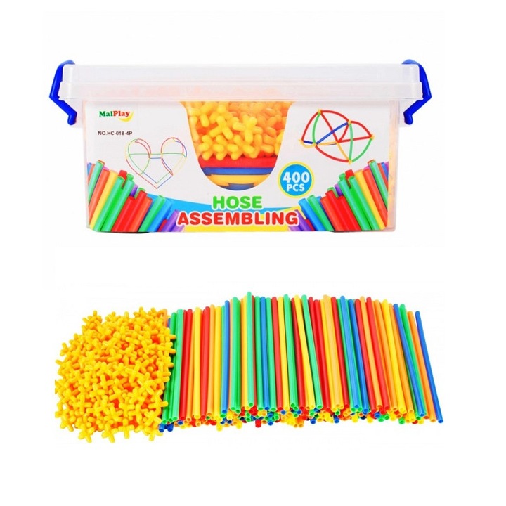 Set de construit MalPlay cu paie, multicolore, 400 buc