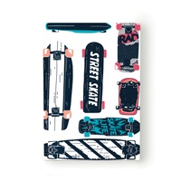 Caiet tip Agenda Art Factory cu muchie cusuta, Skateboard-uri, Latime 140 mm x Inaltime 200 mm