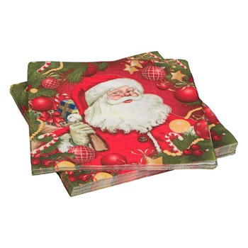 Set 20 servetele de masa cu imprimeu Mos Craciun, 33 x 33 cm Set 20 servetele de masa cu imprimeu Mos Craciun, 33 x 33 cm