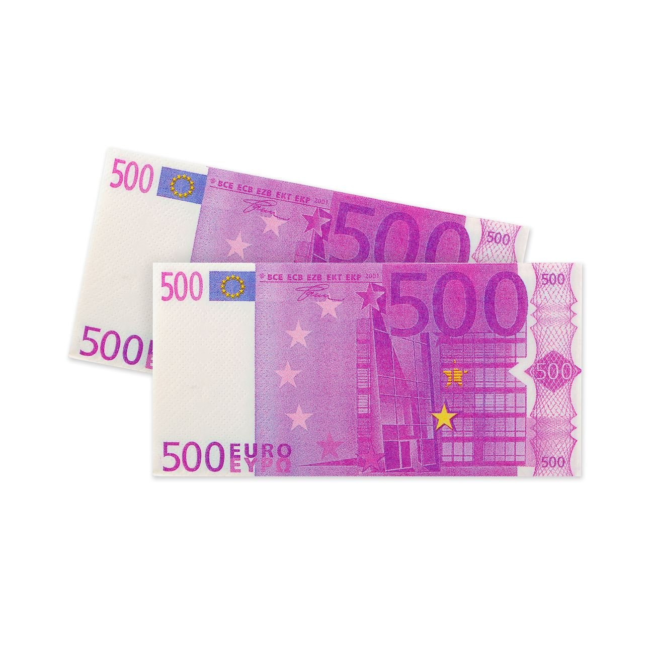 Set 10 servetele pentru petrecerea de Craciun cu imprimeu 500 Euro, 33 x 33 cm