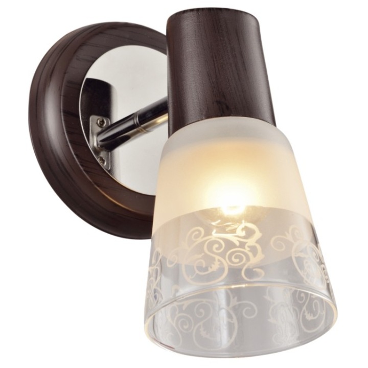 Aplica Land, 1 x E27, maro inchis + alb / transparent, Klausen