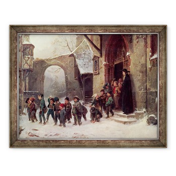 Tablou inramat - Marc Louis Benjamin Vautier - Scene zapada, Copiii parasesc scoala, 60 x 80 cm Tablou inramat - Marc Louis Benjamin Vautier - Scene zapada, Copiii parasesc scoala, 60 x 80 cm