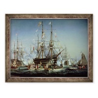 Tablou inramat - Jules Achille Noel - Napoleon al III-lea o primeste pe regina Victoria la Cherbourg, 5 august 1858, 60 x 80 cm