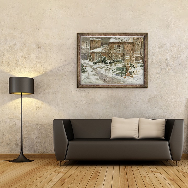 Tablou inramat - Eugene Chigot - Gradina sub zapada, 60 x 80 cm