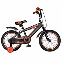 bicicleta baieti 7-10 ani roti 20 inch frane c-brake roti ajutatoare rich baby cst2002c cadru negru cu design portocaliu imagen 3_0_
0