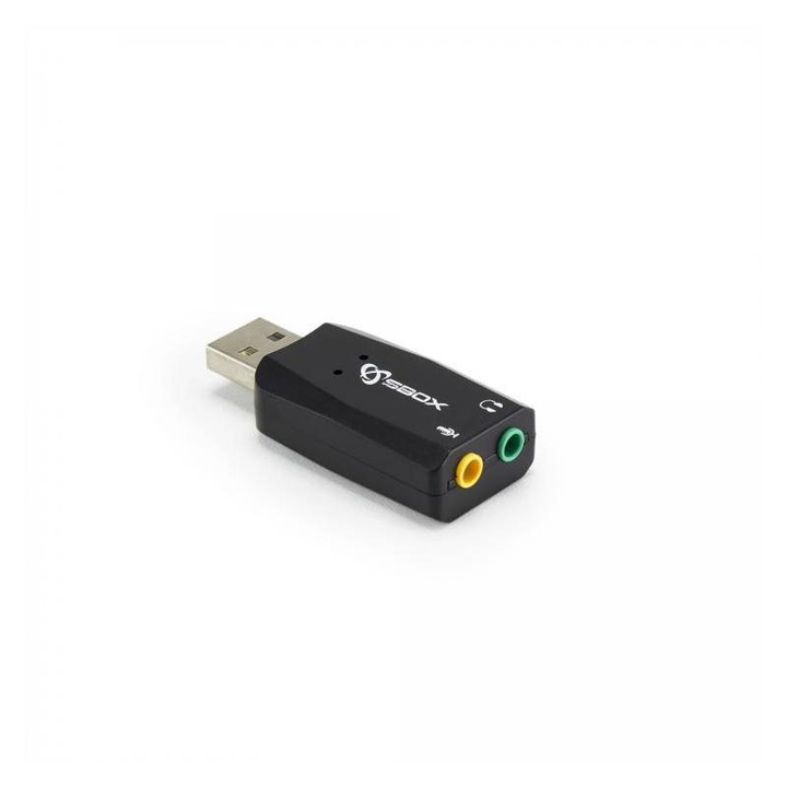 Placa de sunet USB externa SBOX, USB, Microfon Jack 3.5mm, Iesire audio Jack 3.5mm, Negru