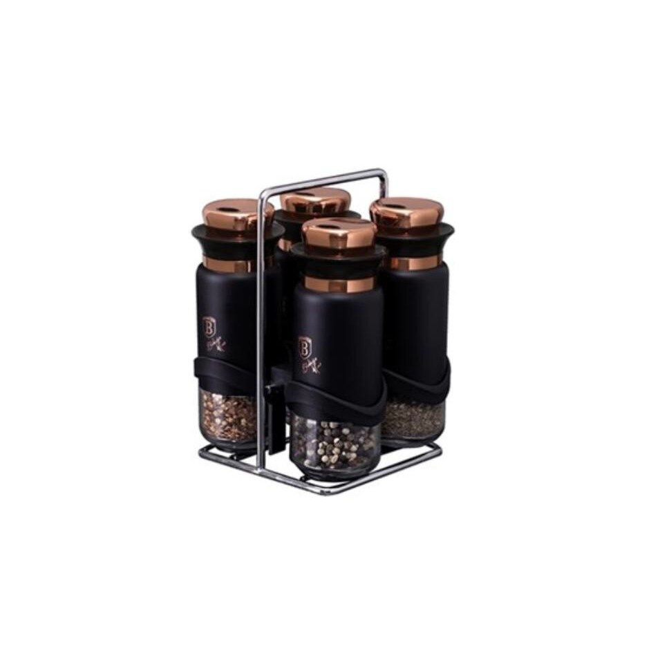 Set 4 recipiente pentru condimente pe suport cromat ,120 ml, Berlinger Haus, BH1999