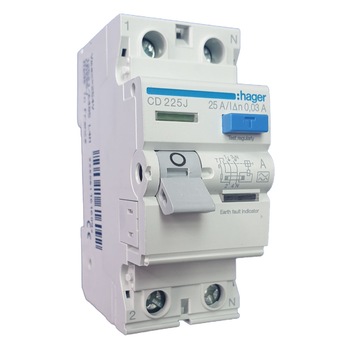Intrerupator diferential RCCB 2P 25A 30mA tip A CD225J Hager Intrerupator diferential RCCB 2P 25A 30mA tip A CD225J Hager