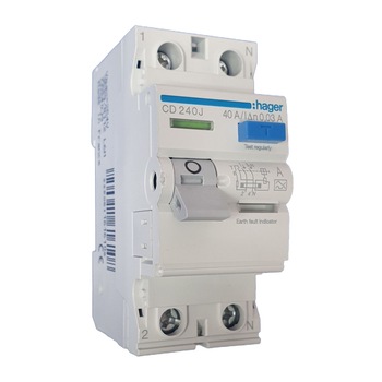 Intrerupator diferential RCCB 2P 40A 30mA tip A CD240J Hager Intrerupator diferential RCCB 2P 40A 30mA tip A CD240J Hager