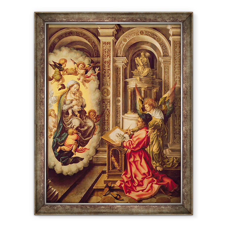 Tablou inramat - Jan Gossaert - Sfantul Luca Pictura Fecioara Maria, 70 x 90 cm