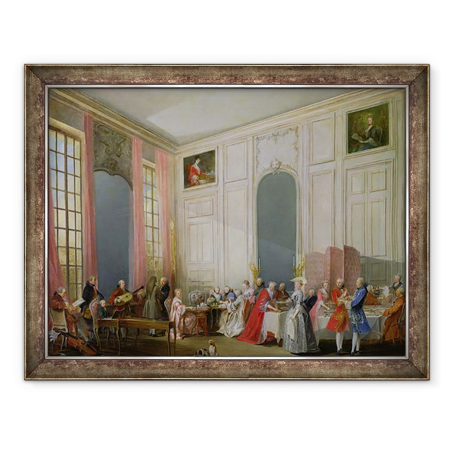 Tablou inramat - Michel Barthelemy Ollivier - Palais du Temple in Paris cu tanarul Mozart la Clavichord, 70 x 90 cm