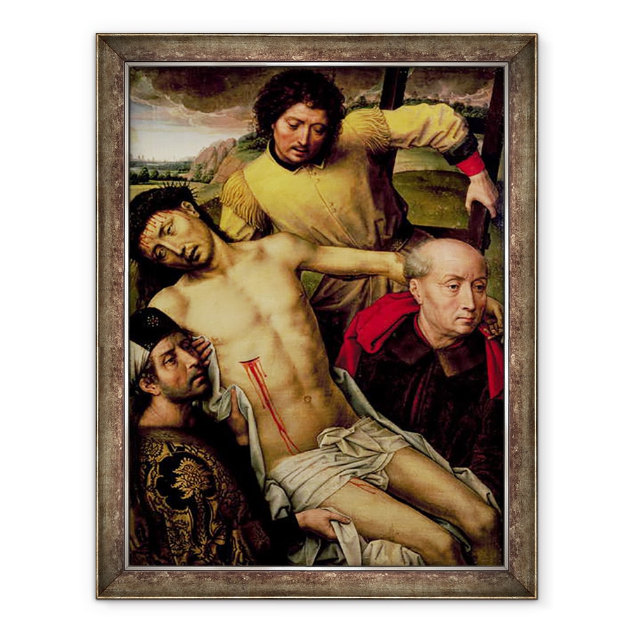 Tablou inramat - Hans Memling - Coborarea de pe cruce, panoul din stanga din Diptych Depunere, 70 x 90 cm