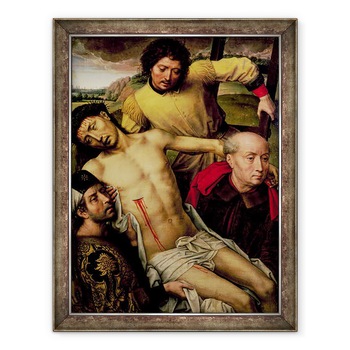 Tablou inramat - Hans Memling - Coborarea de pe cruce, panoul din stanga din Diptych Depunere, 70 x 90 cm Tablou inramat - Hans Memling - Coborarea de pe cruce, panoul din stanga din Diptych Depunere, 70 x 90 cm