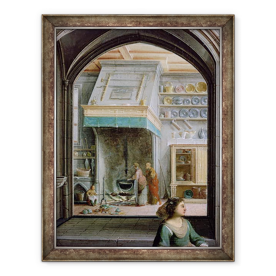 Tablou inramat - Hendrik Steenwyck the Younger - Hristos in casa Martha si Maria, detaliu al bucatariei, 70 x 90 cm