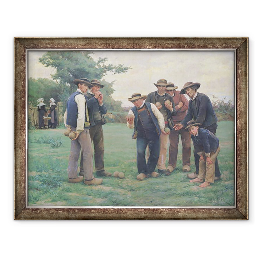 Tablou inramat - Theophile Louis Deyrolle - Joc Boules la marginea Concarneau, 70 x 90 cm