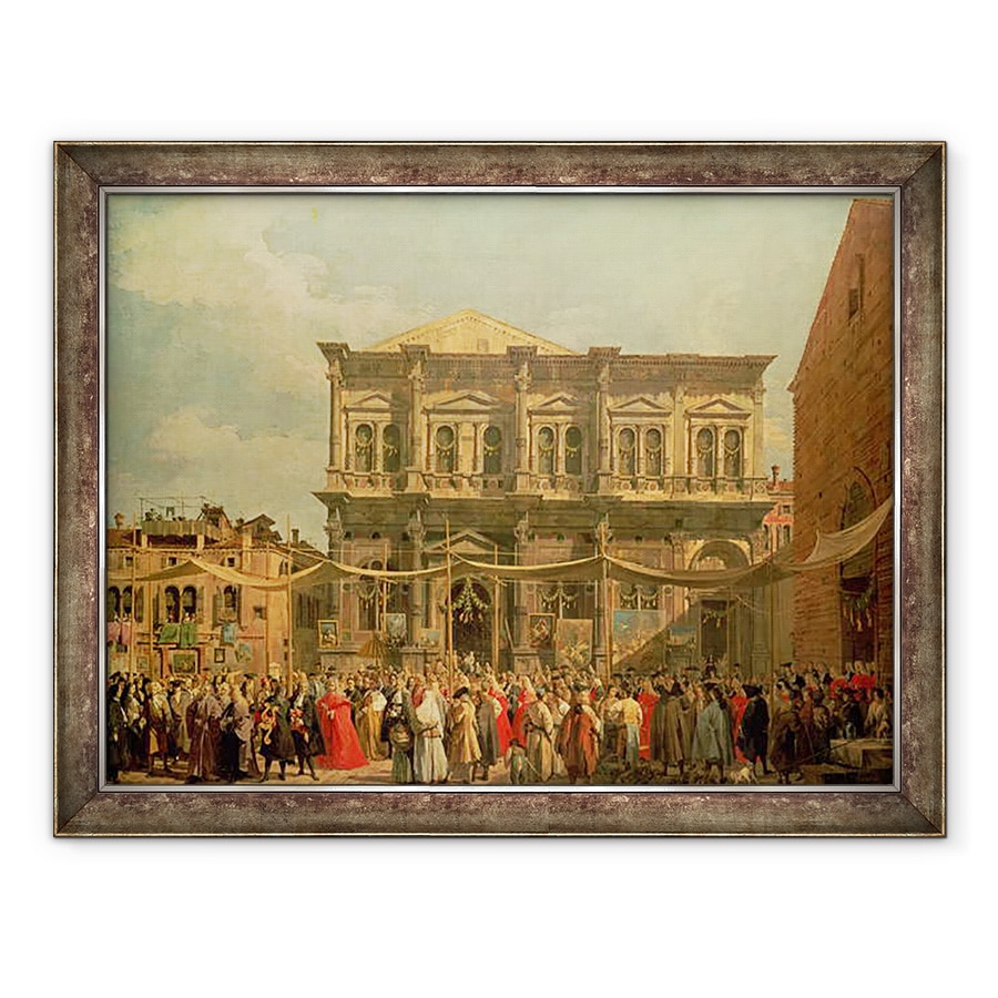 Tablou inramat - Canaletto - Doge vizita Biserica si Scuola di San Rocco, 70 x 90 cm