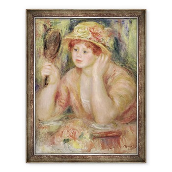 Tablou inramat - Pierre Auguste Renoir - Femeie cu o oglinda, 60 x 80 cm Tablou inramat - Pierre Auguste Renoir - Femeie cu o oglinda, 60 x 80 cm