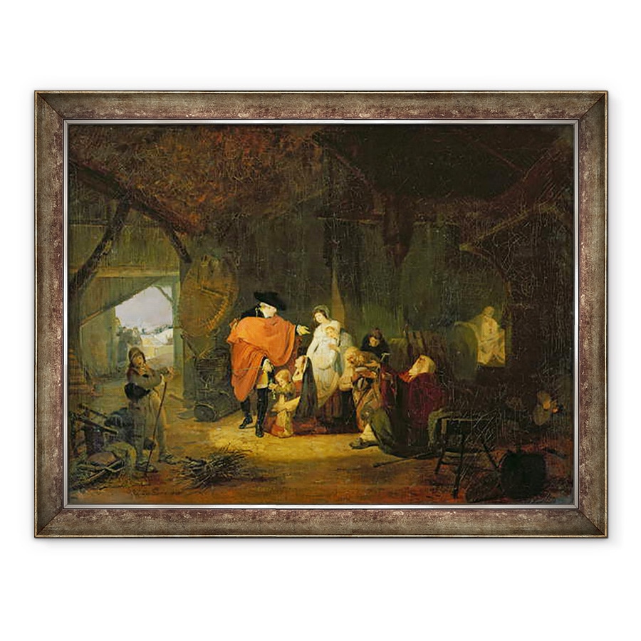 Tablou inramat - Philibert-Louis Debucourt - Bunatatea lui Ludovic al XVI-lea 1754-93 in timpul iernii din 1784, 70 x 90 cm