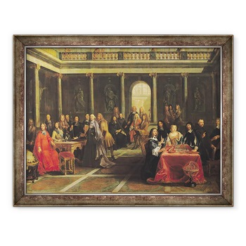 Tablou inramat - Pierre-Louis Dumesnil the Younger - Regina Christina a Suediei 1626-89 si Curtea sa, 70 x 90 cm Tablou inramat - Pierre-Louis Dumesnil the Younger - Regina Christina a Suediei 1626-89 si Curtea sa, 70 x 90 cm