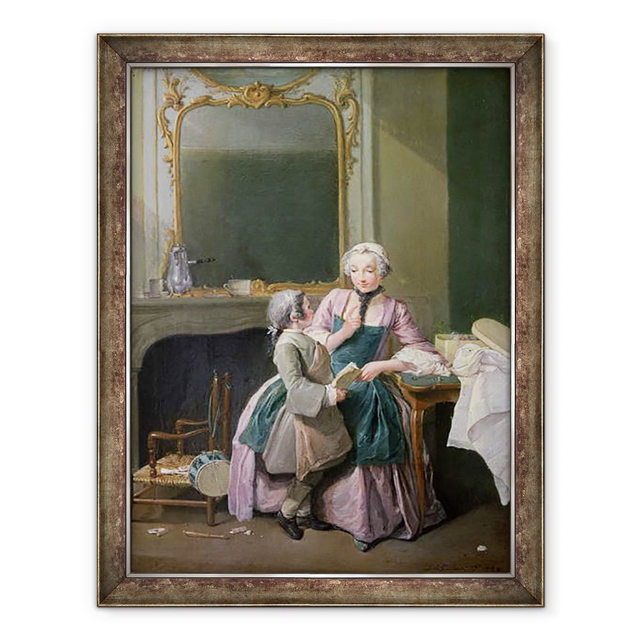 Tablou inramat - Louis Aubert - Lectia de lectura, 70 x 90 cm