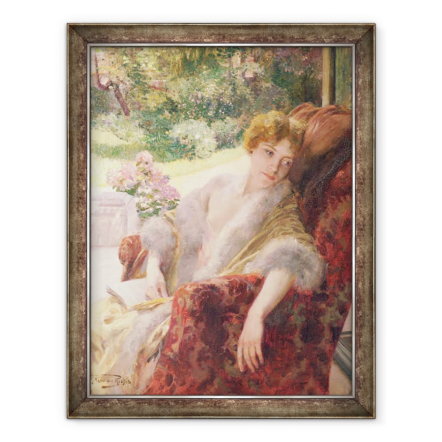 Tablou inramat - Herman Richir - Portretul unei femei intr-o folie de blana, 70 x 90 cm