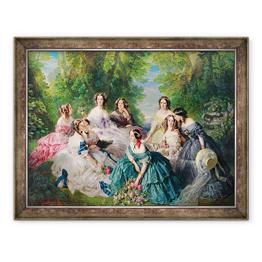 Tablou inramat - Franz Xaver Winterhalter - imparateasa Eugenie 1826-1920 inconjurat de doamnele ei in asteptare, 70 x 90 cm