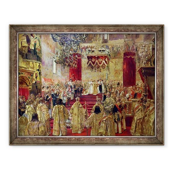 Tablou inramat - Henri Gervex - Studiu pentru incoronarea tarului Nicolae al II-lea 1868-1918 si tarina Alexandra 1872-1918 la Biserica Adormirea Maicii Domnului, Moscova, 70 x 90 cm Tablou inramat - Henri Gervex - Studiu pentru incoronarea tarului Nicolae al II-lea 1868-1918 si tarina Alexandra 1872-1918 la Biserica Adormirea Maicii Domnului, Moscova, 70 x 90 cm