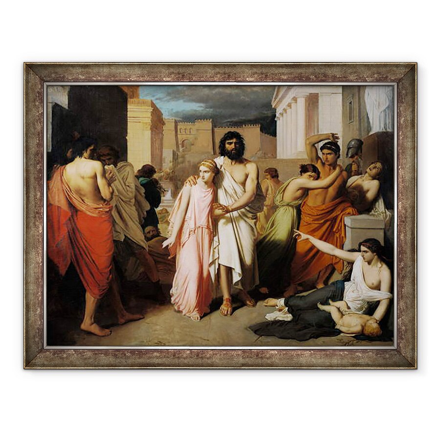 Tablou inramat - Charles Francois Jalabert - Oedip si Antigona sau Ciuma Tebei, 70 x 90 cm