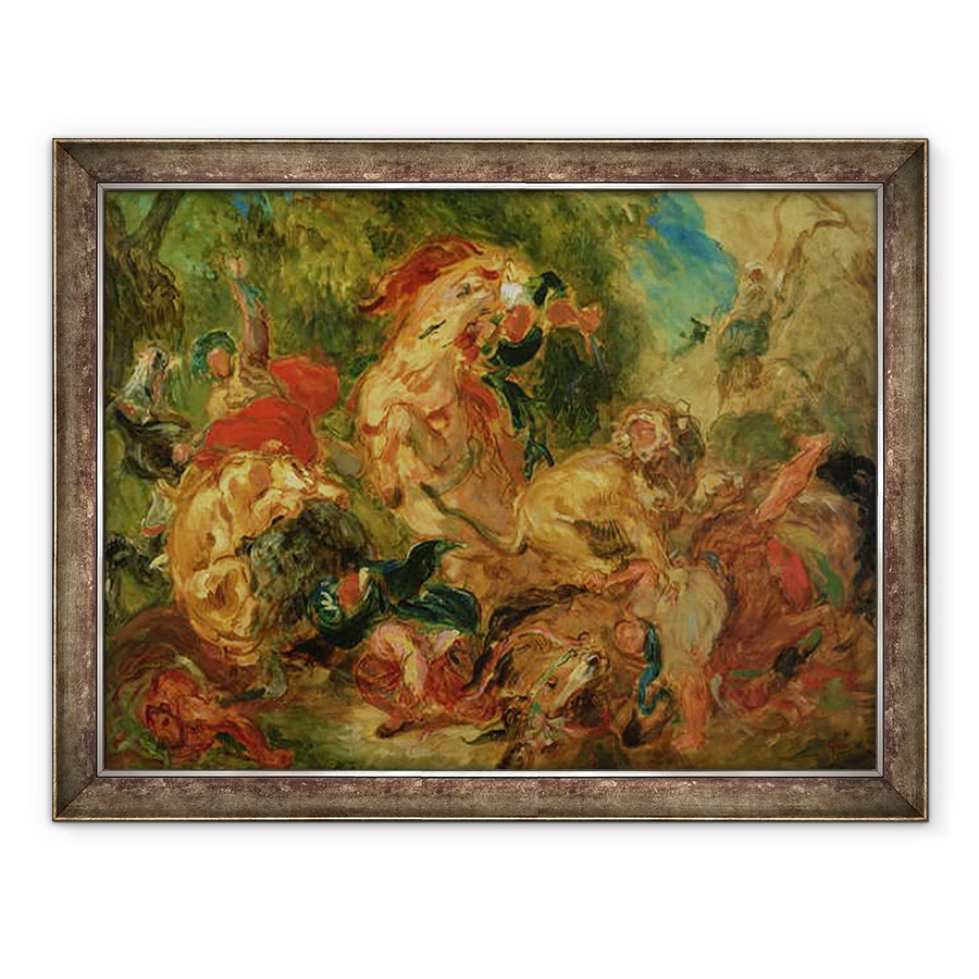 Tablou inramat - Ferdinand Victor Eugene Delacroix - Studiu pentru Vanatoarea de Lei, 70 x 90 cm