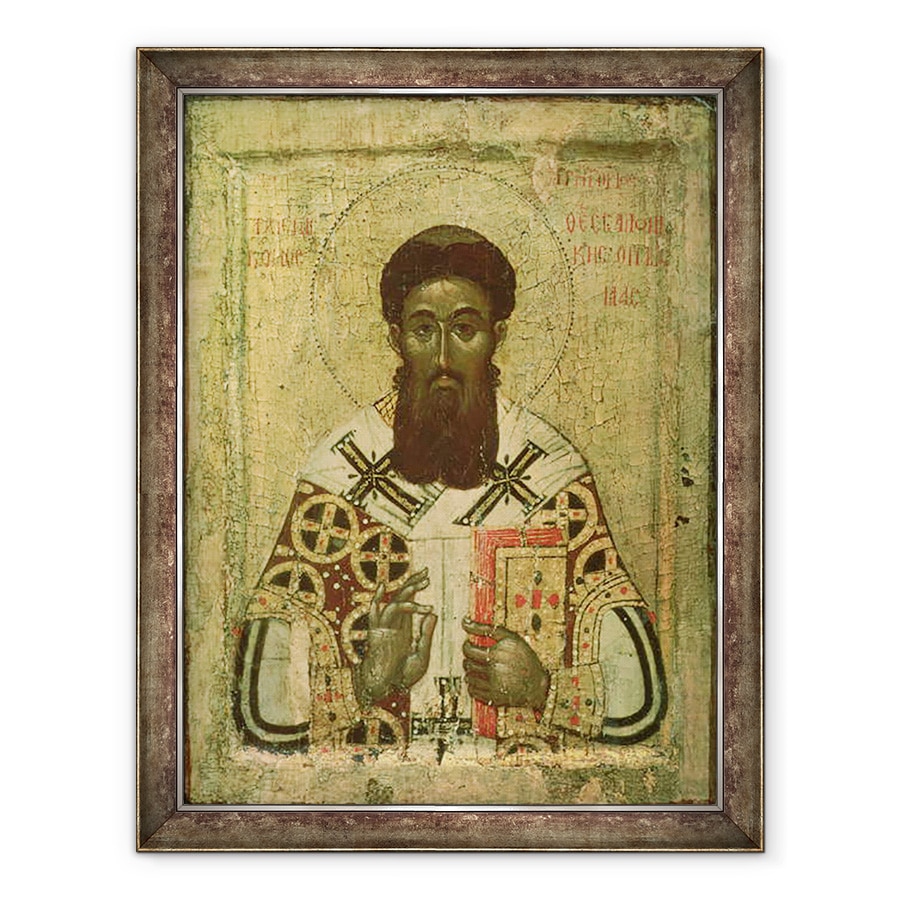 Tablou inramat - Scoala Rusa - Icoana Sfantului Grigorie 335-390 Arhiepiscop de Salonic, 70 x 90 cm