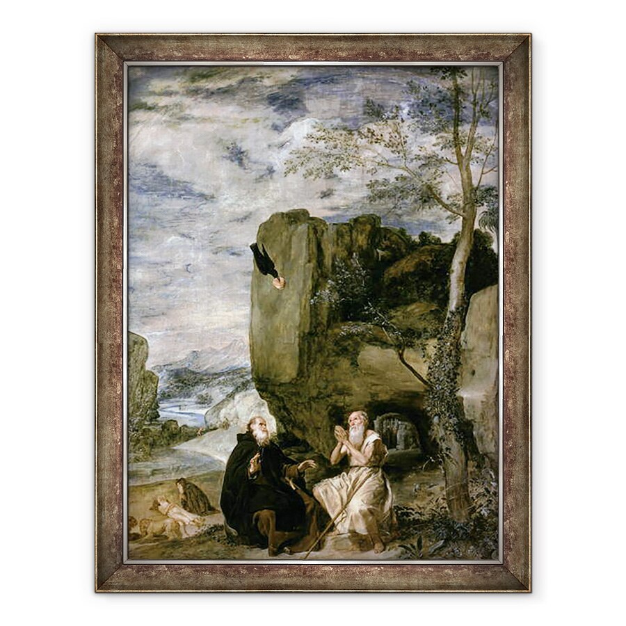 Tablou inramat - Diego Rodriguez de Silva y Velazquez - Sfantul Anton Abatele si Sfantul Pavel Pustnic, 70 x 90 cm