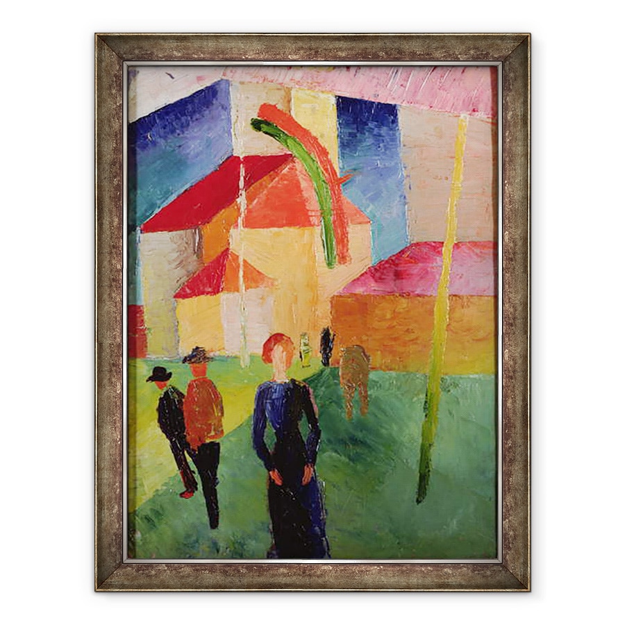 Tablou inramat - August Macke - Biserica Decorata cu Drapele, 70 x 90 cm