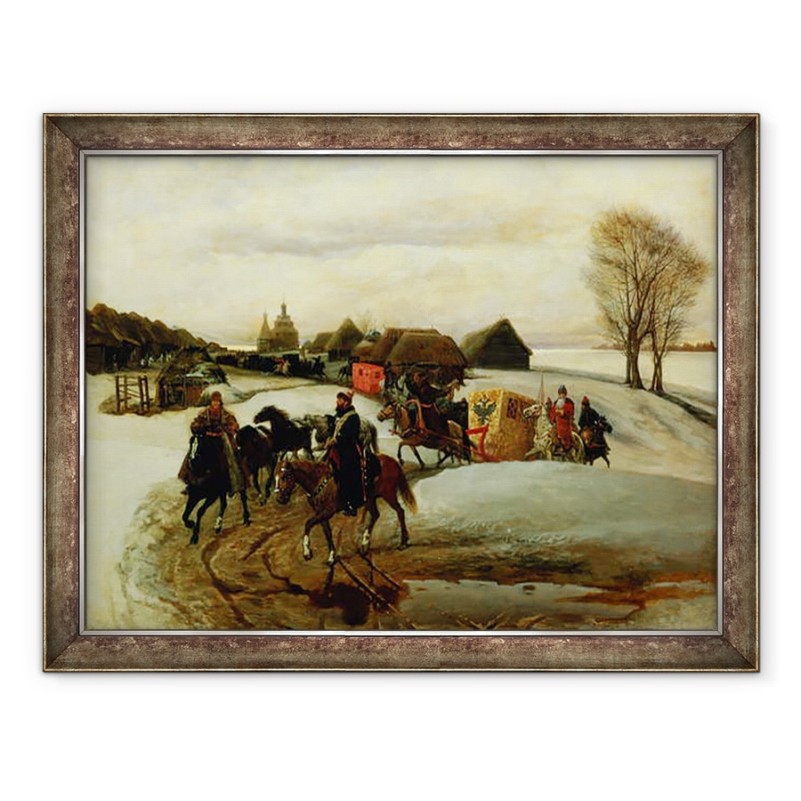 Tablou inramat - Vyacheslav Grigorievich Shvarts - Pelerinajul de primavara al tarinei, sub tarul Aleksy Mihailovici, 70 x 90 cm