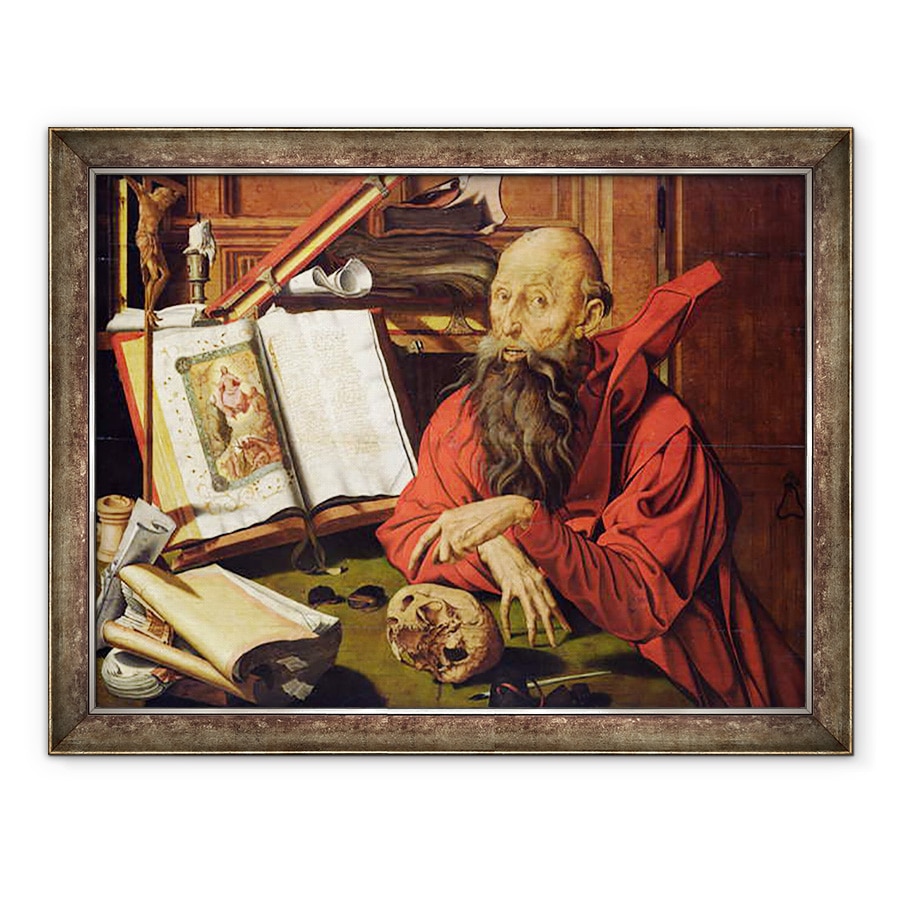 Tablou inramat - Marinus van Reymerswaele - Sfantul Jerome in meditatie, 60 x 80 cm